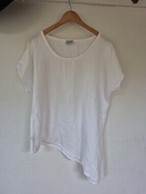 100% Cotton Asymetrical Top By Oh My Gauze! Large / XL White